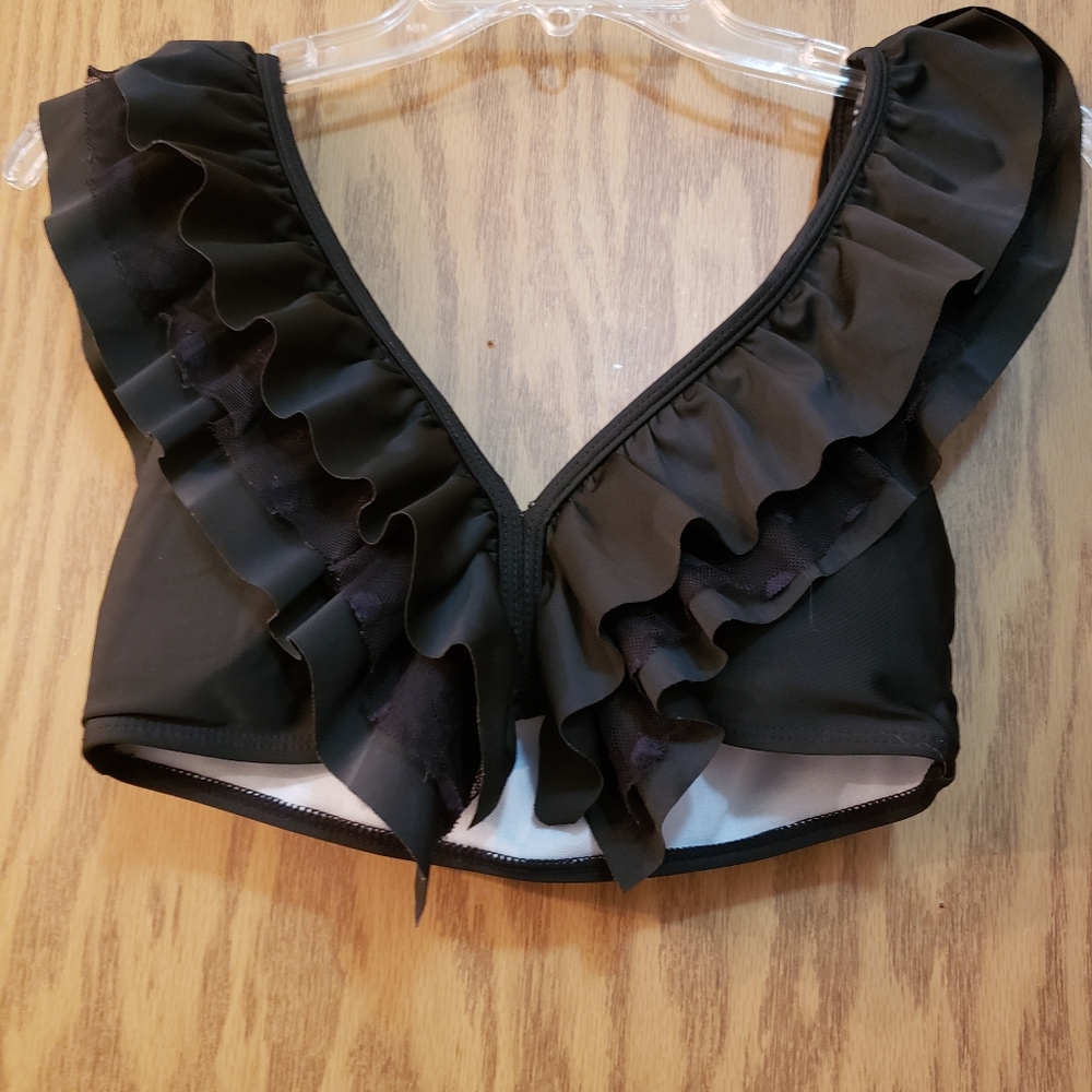 Beautiful, black, 4 tiered, ruffle swim top. Never worn.